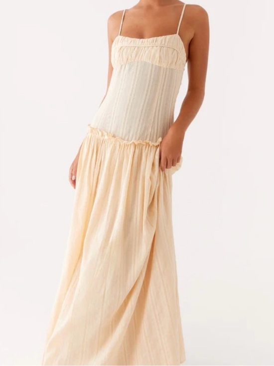 Peppermayo Dresses & Skirts - Peppermayo Jacinda Cream Drop Waist Maxi Dress Size 2X